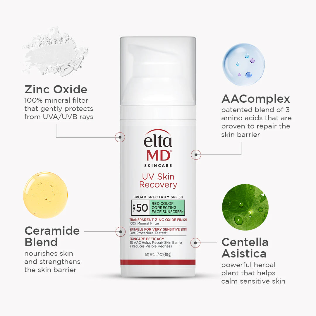 Elta MD UV Skin Recovery Red Color Correcting Green Tint SPF 50