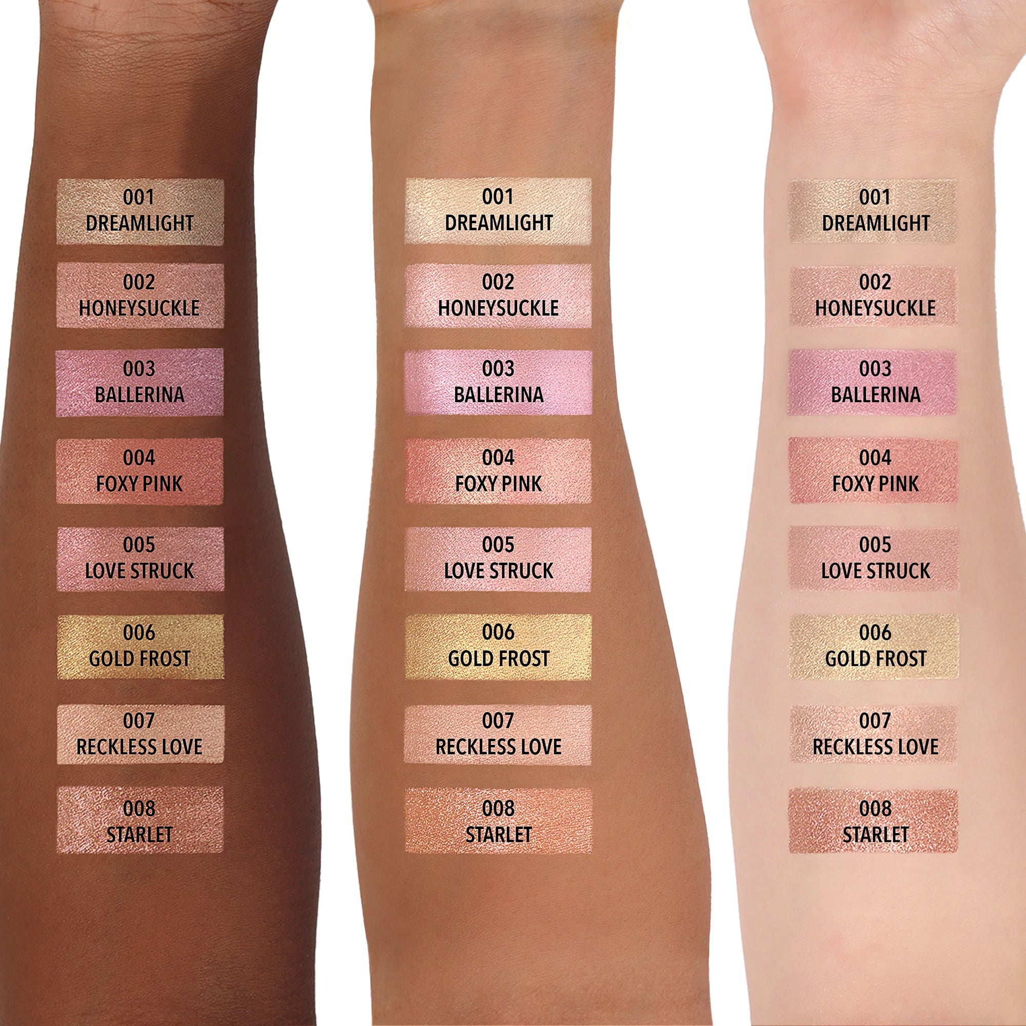 MOIRA COSMETICS DREAM LIGHT HIGHLIGHTER COLLECTION SWATCHES