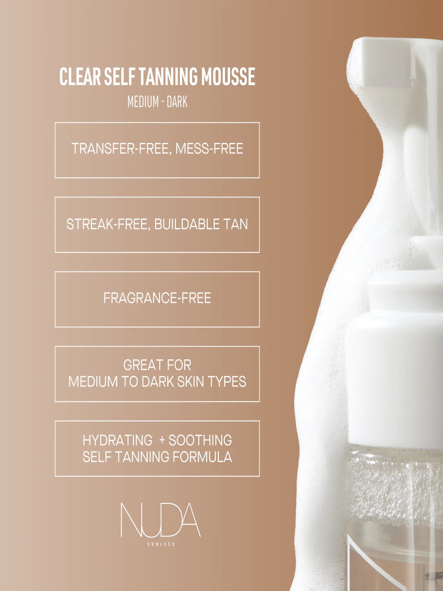 NUDA Cloudfoam Self Tanning Water Mousse Medium to Dark